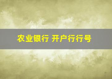 农业银行 开户行行号